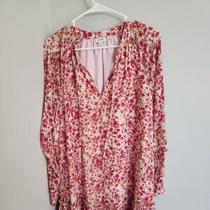 J.crew long sleeve floral mini dress size M